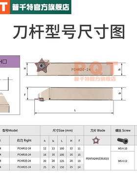 PQT伊斯卡五角星霸王槽刀PCHR20/16浅槽刀杆槽刀外圆切断PENTA24N