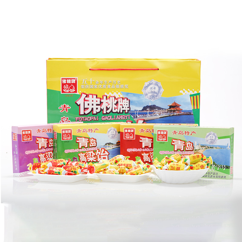 山东青岛特产佛桃牌800g风味高粱饴大礼盒装软糖