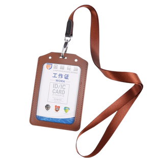 大号证件卡套参展出入证定制带挂绳导游中号公司工作牌胸牌胸卡挂脖工卡厂卡工牌员工挂牌吊牌真皮工作证件套