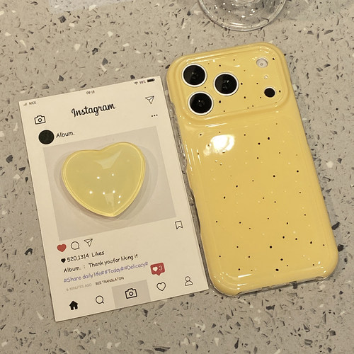 【每日新品】韩系ins黄底泼墨爱心支架适用于苹果18promax手机壳iphone17pro保护套16/15新款17pm/max手机套