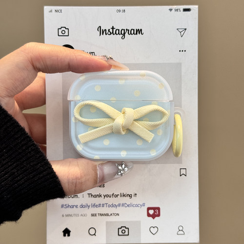 ins风立体蝴蝶结适用airpods4保护壳新款4代airpods2保护套二代苹果airpodspro3无线蓝牙耳机壳pro好看个性女