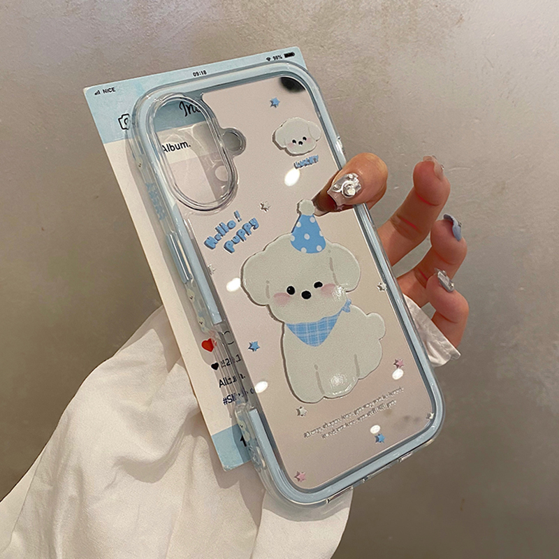可爱镜面西高地狗狗适用于iphone15promax手机壳苹果16保护套14防摔13全包新款15pro高级感max手机套网红爆款