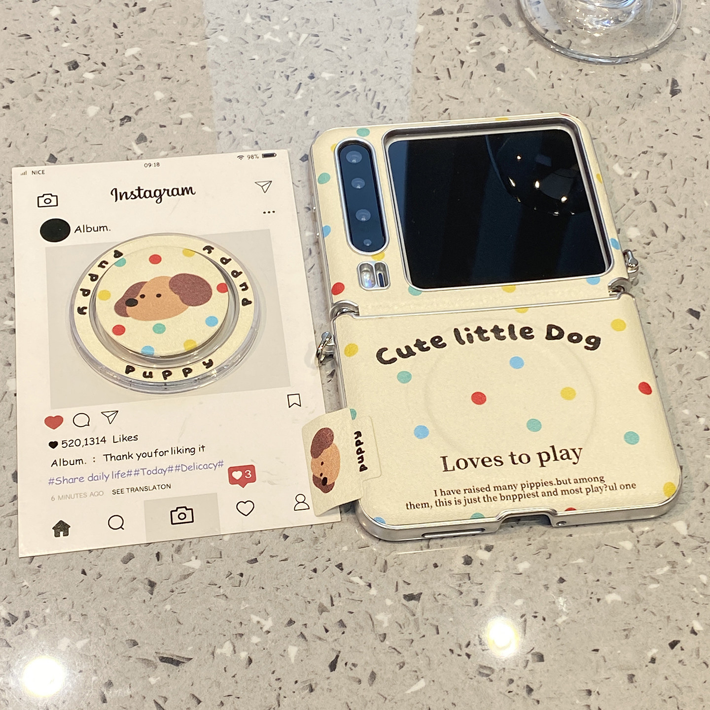 【每日新品】秋冬皮质可爱波点腊肠狗磁吸支架适用华为purax手机壳Pocket2小米mixflip2三星zflip7典藏版6女5