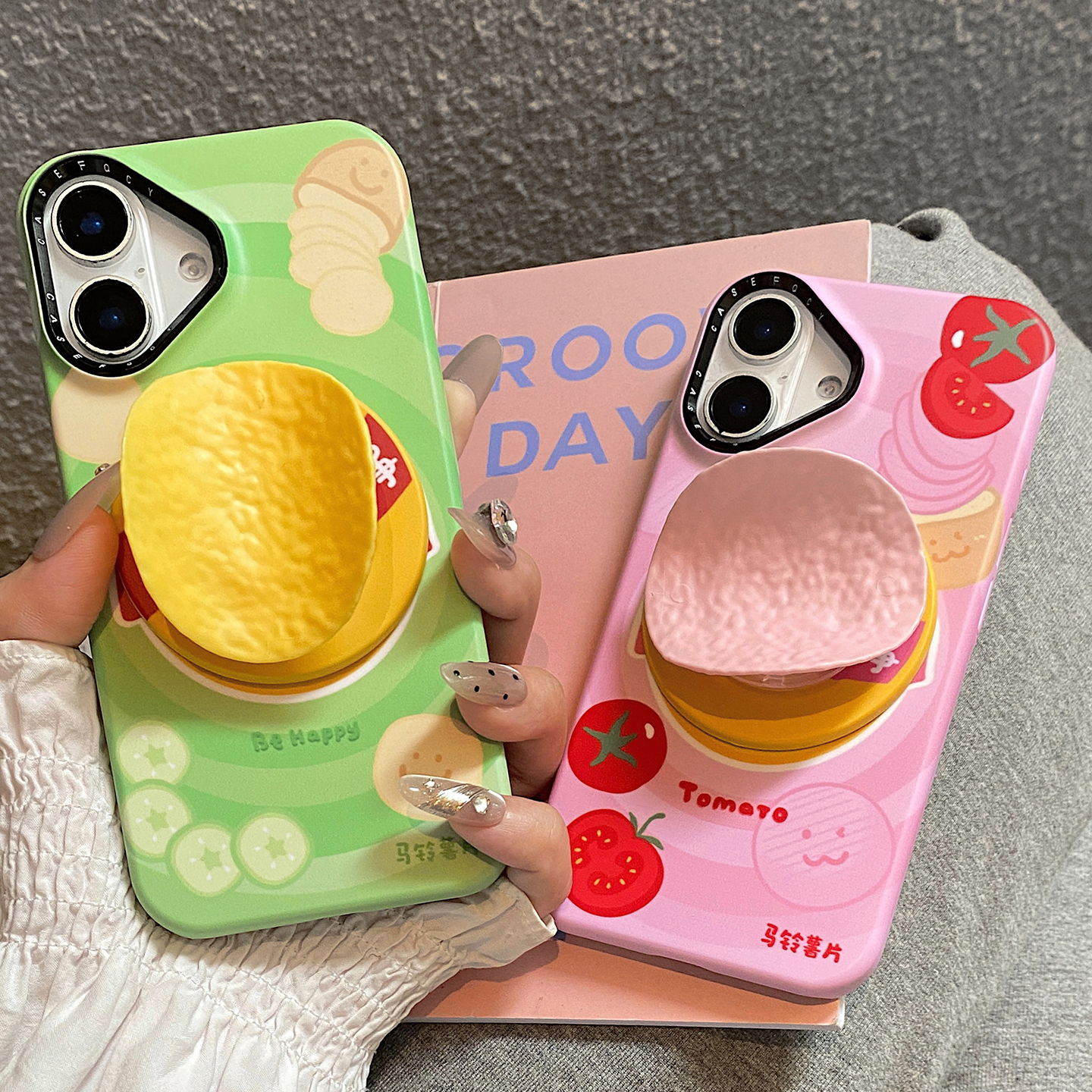 ins个性创意仿真立体薯片适用于iphone15promax手机壳苹果16保护套14磁吸支架13新款17pro小众max手机套超火p