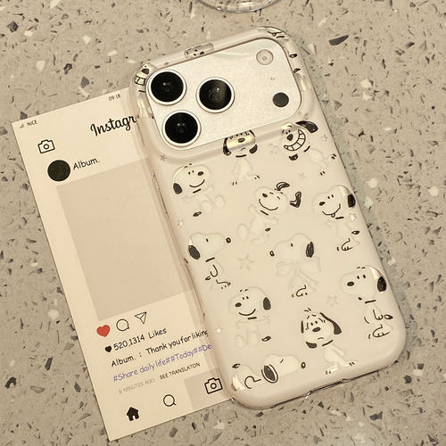 韩系ins白底史努比适用于苹果18promax手机壳iphone17pro保护套16/15新款17pm超好看巨好看外壳全包防摔超火
