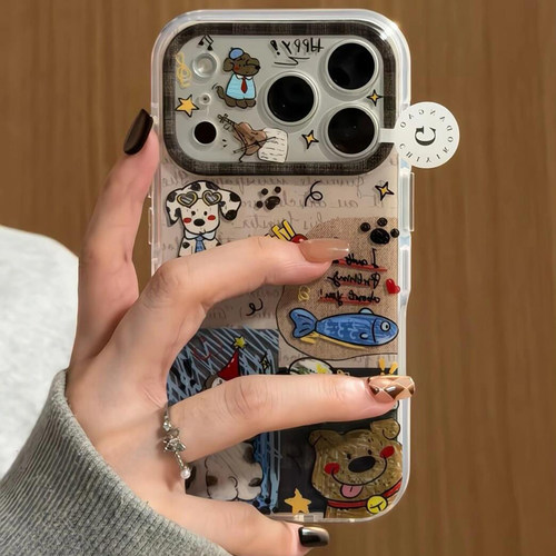 可爱涂鸦狗狗卡通适用于苹果17promax手机壳iphone16pro保护套15新款17pm超好看独特巨好看外壳全包防摔超火