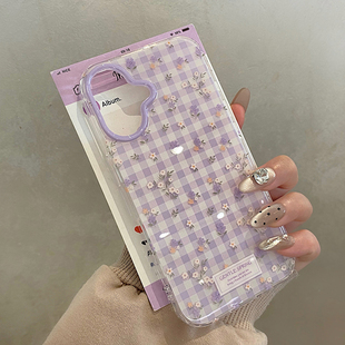紫色小清新碎花适用于iphone17手机壳苹果15保护套14防摔13全包12新款 15promax硅胶16pro小众max手机套高级感