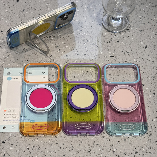 【每日新品】夏日马卡龙糖果撞色旋转支架适用于苹果17promax手机壳iphone16pro保护套15新款17pm/max手机套i