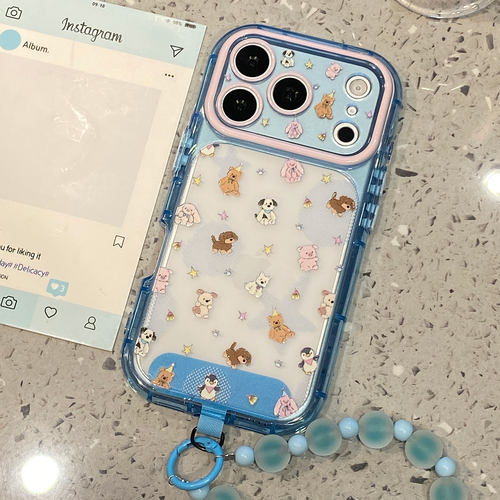 可爱透蓝卡通带链条适用于苹果18promax手机壳iphone17pro保护套16外壳15/14/13/12女11新款17pm全包防摔超火