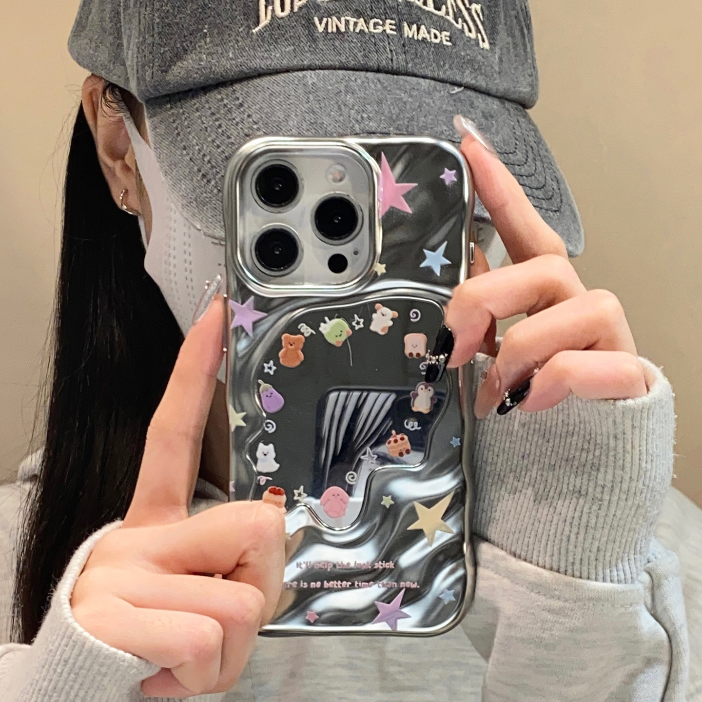 可爱Jellycat卡通电镀褶皱镜面适用于苹果17pro手机壳iphone16保护套14防摔13新款15promax高级max手机套创意