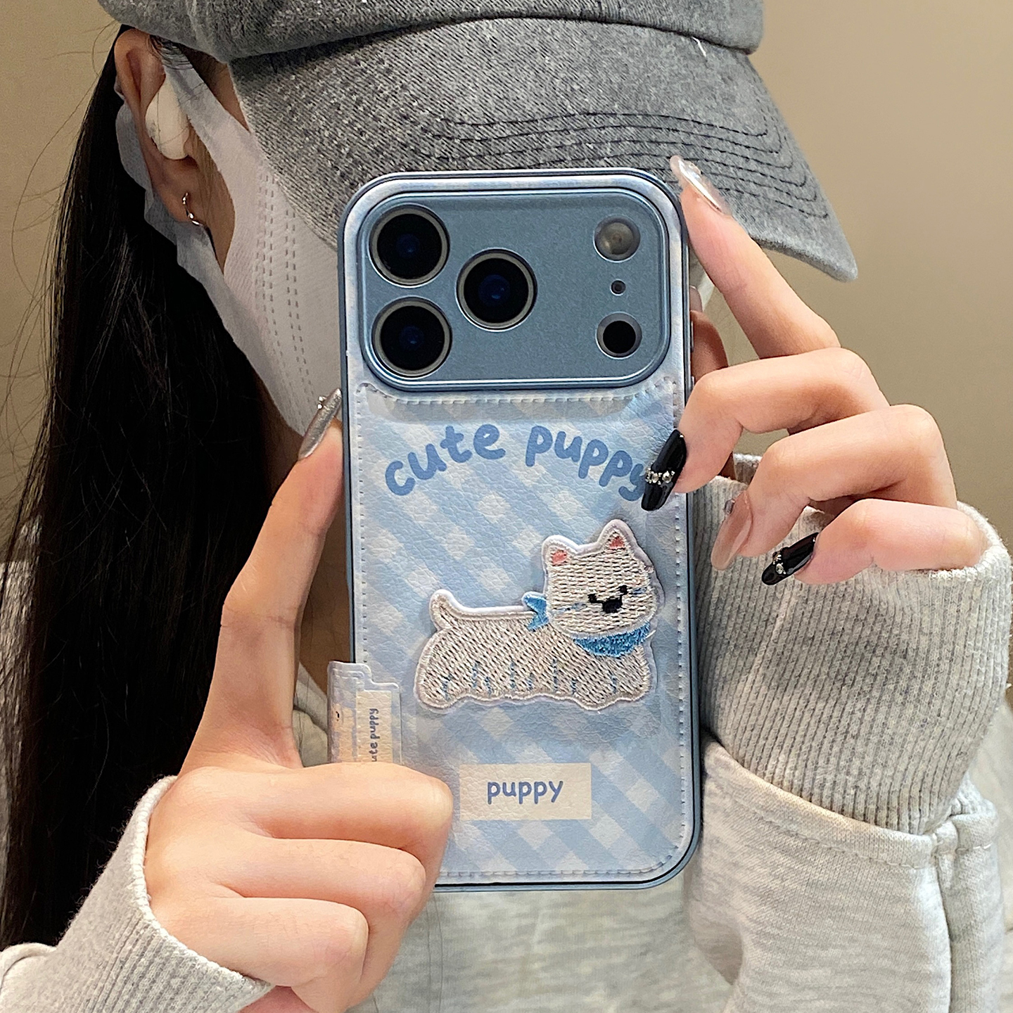 【每日新品】韩系刺绣西高地适用于iphone15手机壳苹果16保护套14全包13新款17promax皮纹16pro超火max手机套