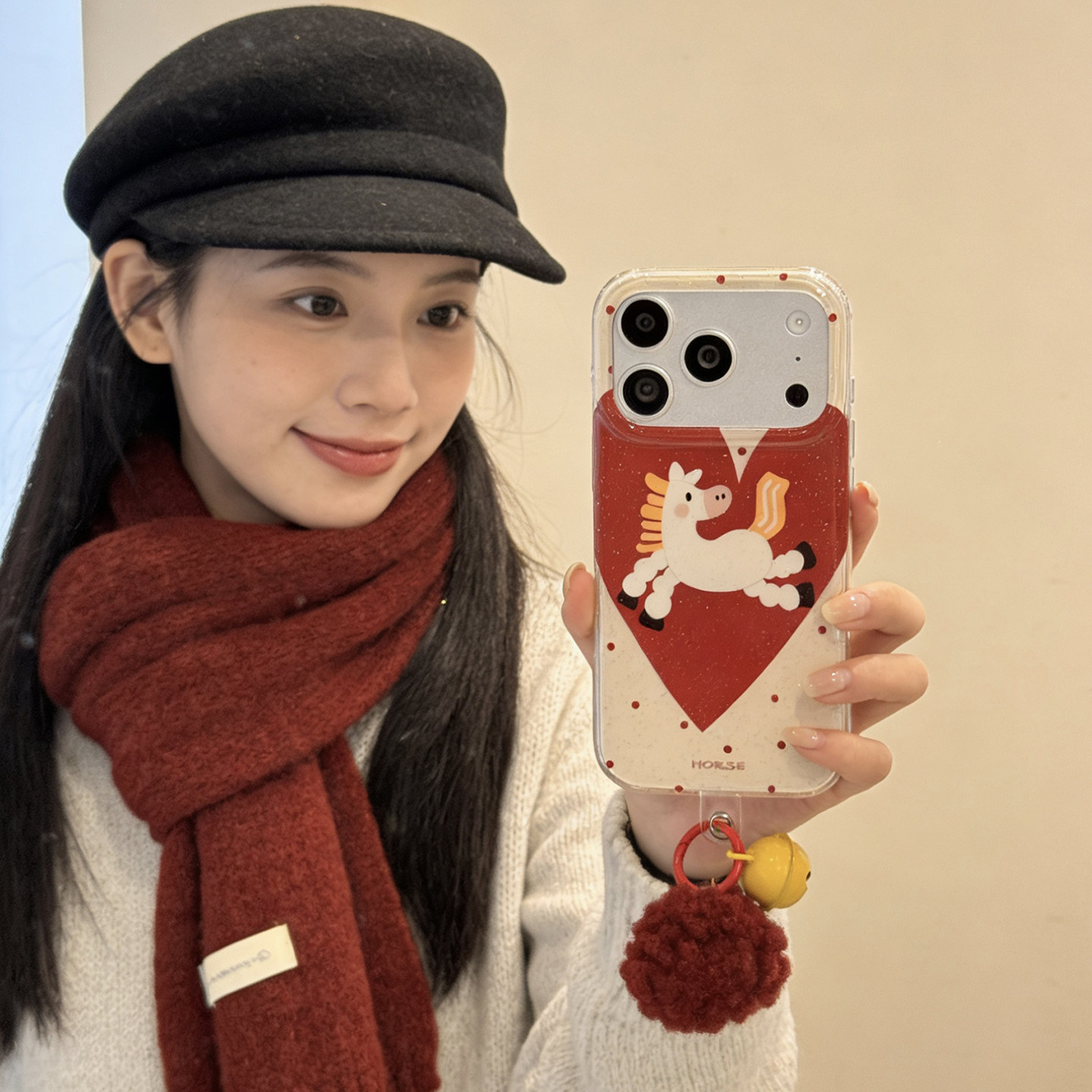 【每日新品】新年ins风红色爱心小马适用于苹果15手机壳iphone14保护套13新款17promax网红16pro软max手机套,3C数码配件,手机保护套/壳,淘宝优惠券,粉丝福利购,淘宝优惠卷