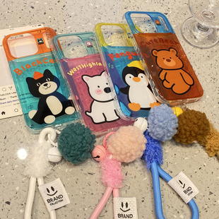日韩可爱jellycat西高地适用于苹果17pro手机壳iphone16保护套14挂绳13全包新款15promax高级感max情侣手机套