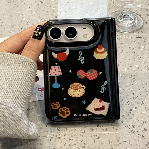 卡通高级可爱台灯咖啡小食插画苹果dou手机壳iPhone dou折叠屏保护套苹果18dou超好看巨好看外壳全包防摔超火