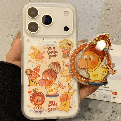卡通可爱吹泡泡星星人适用于iphone17pro手机壳苹果16保护套14磁吸支架13磨砂新款15promax个性max小众手机套