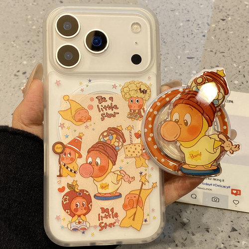 卡通可爱吹泡泡星星人适用于iphone17pro手机壳苹果16保护套14磁吸支架13磨砂新款15promax个性max小众手机套