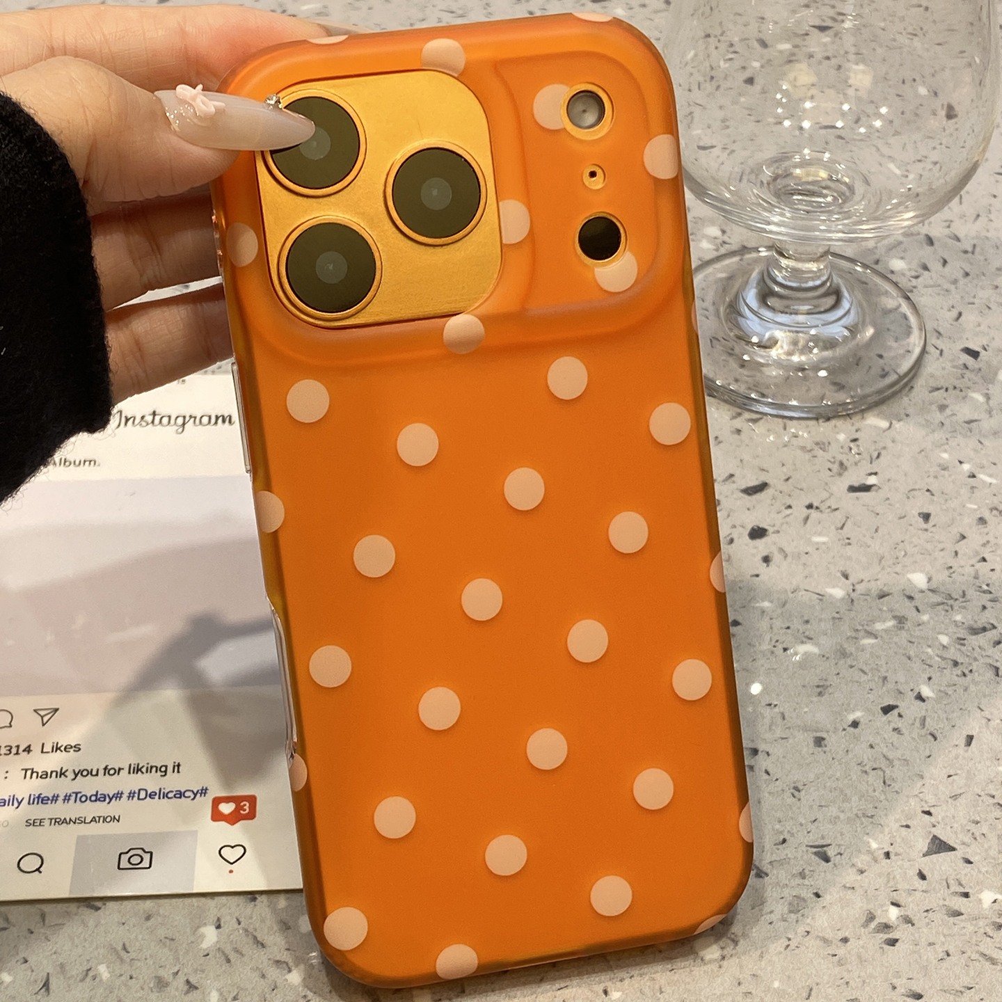 ins日韩简约星宇橙波点适用于苹果15手机壳iphone16保护套14防摔13新款磨砂17promax小众16pro超火max手机套