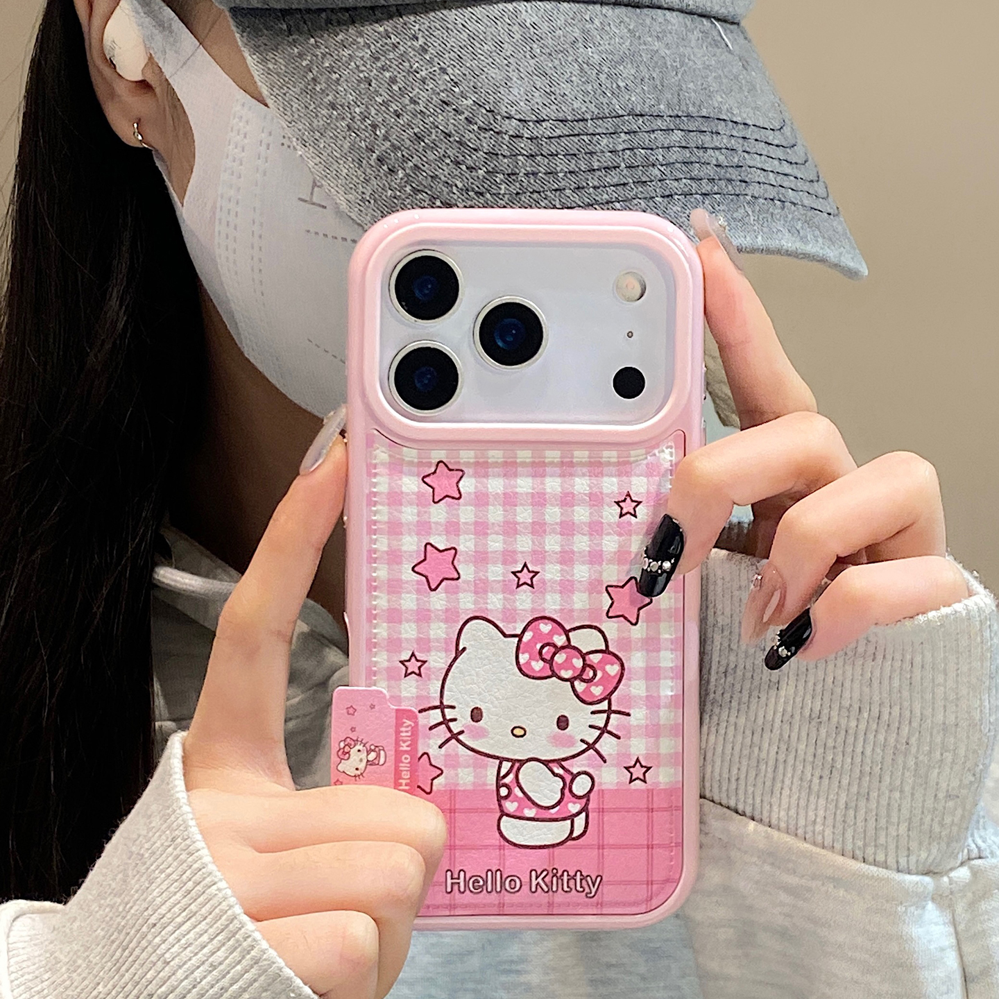 【每日新品】可爱粉格纹kt猫适用于iphone17手机壳苹果15保护套14防摔13新款17promax女款16pro小众max手机套