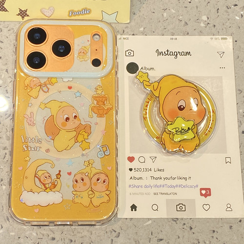 趣味可爱月亮船星星人适用于iphone17promax手机壳苹果16保护套14磁吸支架13小众新款15pro个性max超火手机套