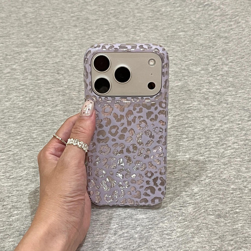 高级感紫色豹纹适用于苹果17promax手机壳iphone16pro保护套15新款17pm超好看15外壳女13手机套i巨好看超火官