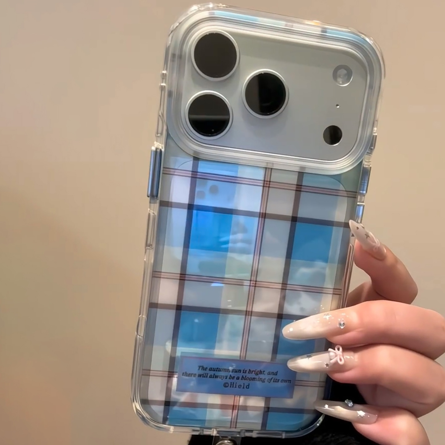 【每日新品】韩系透色蓝格纹适用于iphone17pro手机壳苹果16保护套14防摔13小众新款15promax高级感max手机套