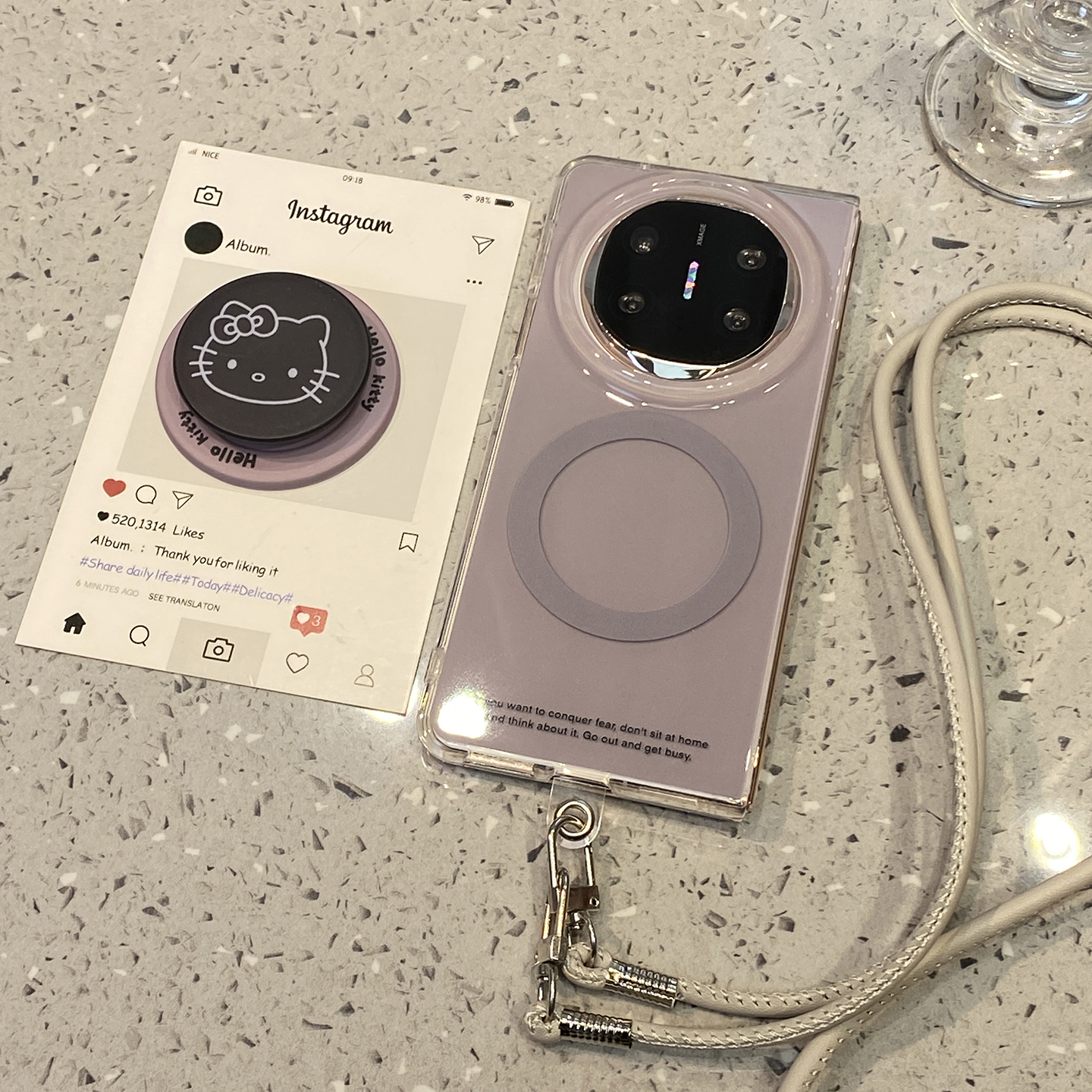 【每日新品】可爱KT猫磁吸支架烟紫色适用于华为x6手机壳matex5外壳matex6典藏版matex3新款x5女x3折叠屏mate