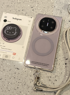 可爱KT猫磁吸支架烟紫色适用于华为x6手机壳matex5外壳matex6典藏版matex3新款x5女x3折叠屏mate高级感保护套