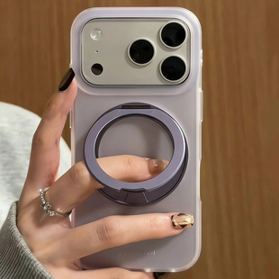 简约ins纯色360旋转支架适用于iphone17promax手机壳苹果16保护套14磨砂13小众新款15pro高级感max手机套超火