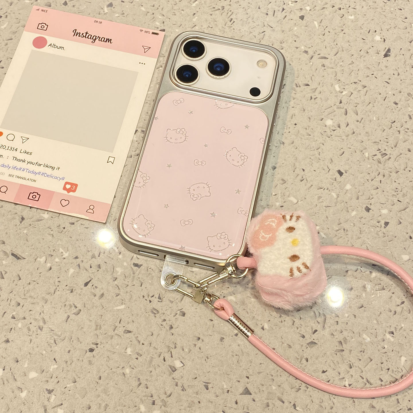 日韩ins少女心粉底KT猫带挂绳适用于iphone17promax手机壳苹果16保护套14超好看13新款15pro高级感max手机套