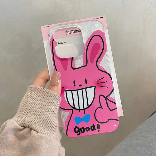 夏日趣味搞怪粉兔子适用苹果17promax手机壳iphone16pro新款15全包14保护套max防摔小众高级感13超火爆款原创