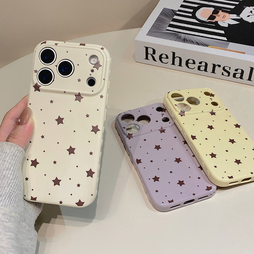 韩系简约ins满屏棕色星星适用于iphone17手机壳苹果15保护套14全包13新款17promax小众16pro高级感max手机套p