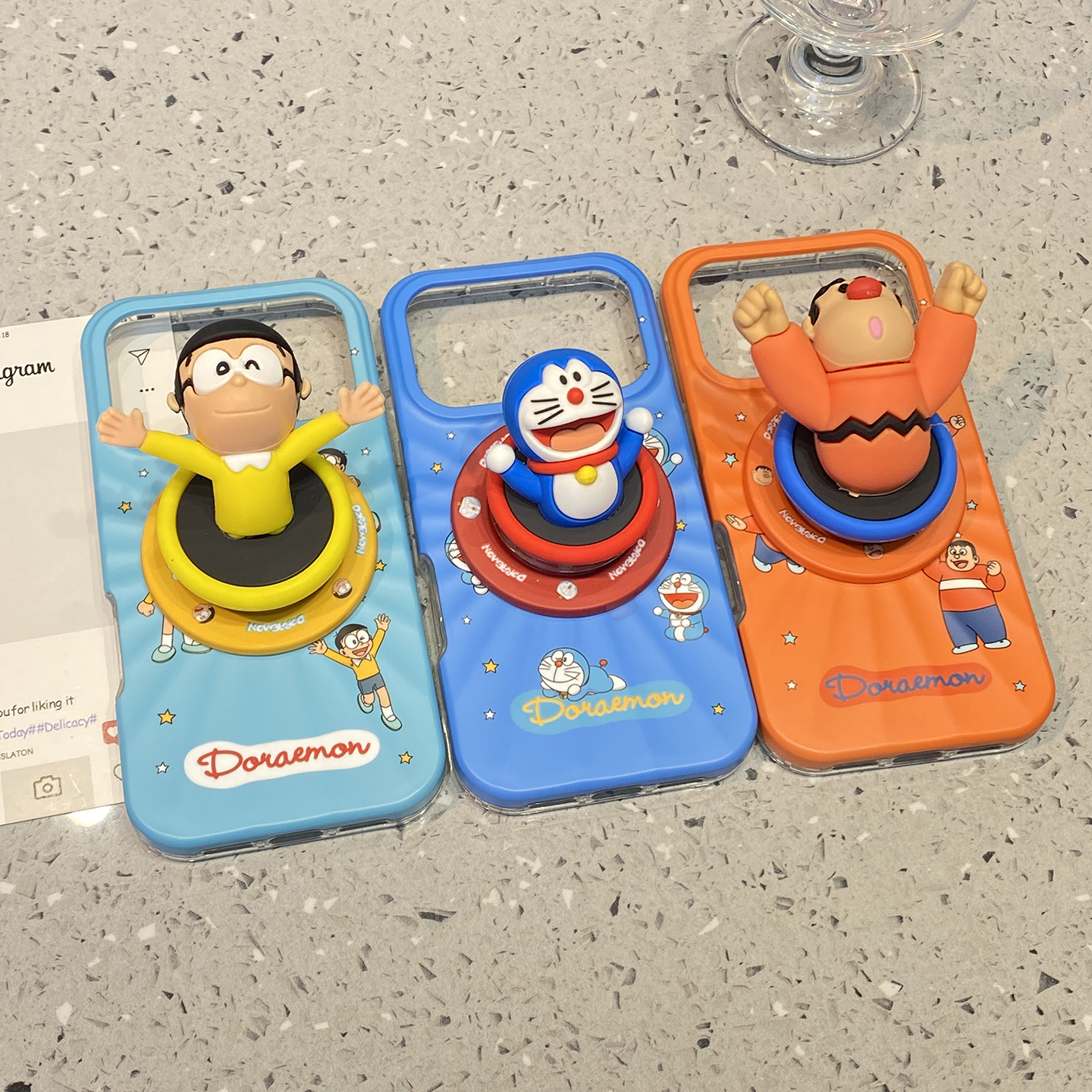 趣味童年卡通哆啦A梦立体适用于iphone17promax手机壳苹果15保护套14磁吸支架13新款16pro创意max情侣手机套