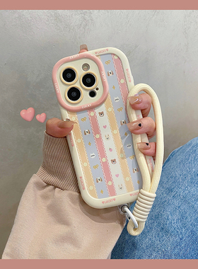 原创蕾丝边卡通带挂绳适用苹果17promax手机壳iphone16pro新款15女款14/13/11/套12max/x/xs/xr/xsmax/8plus7