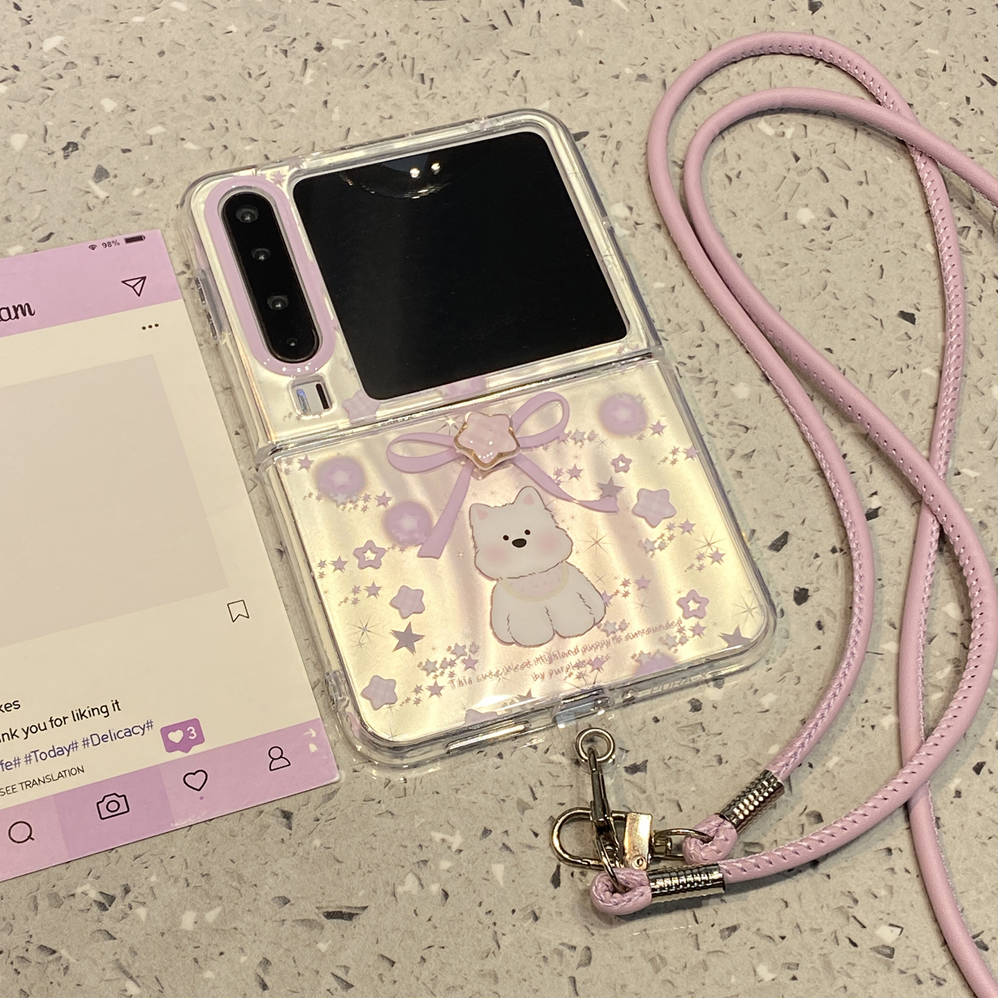 超好看可旋转星星西高地斜跨挂绳适用华为purax折叠屏手机壳pura/x典藏版巨好看独特个性创意女款高级感小众