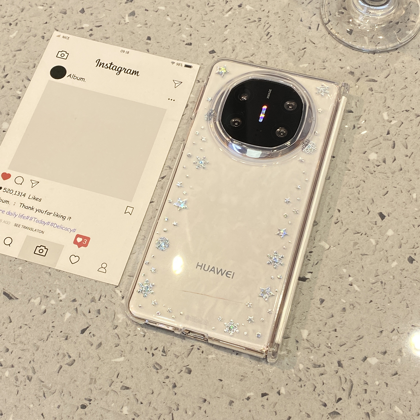 高级感银色星星月亮适用于华为x6手机壳matex5外壳matex6典藏版matex3外屏壳x5新款x3折叠屏mate中轴保护套女