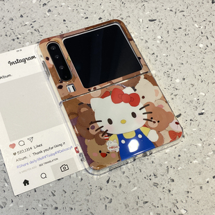 可爱小熊KT猫适用华为purax手机壳Pocket2小米mixflip斜跨挂绳pura折叠屏x三星zflip7典藏版 5高级感小众女