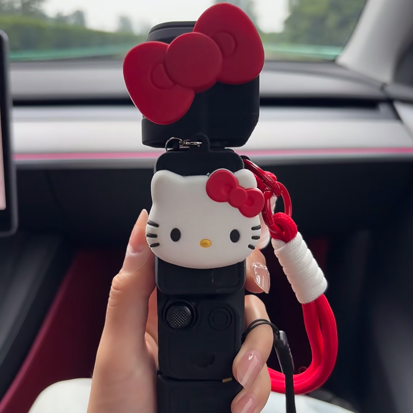 可爱蝴蝶结KT猫大疆保护壳pocket3保护套女带挂绳硅胶套云台相机机身防刮三代相机配件小众高级感