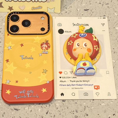 可爱创意苹果头套星星人适用于苹果15手机壳iphone16保护套14磁吸支架13新款17promax潮16pro网红max手机套女