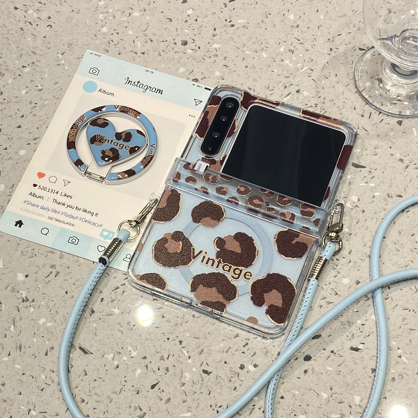 【每日新品】高级感透蓝豹纹适用华为purax折叠屏手机壳p50外壳Pocket2小米mixflip2三星zflip7磁吸6支架5女