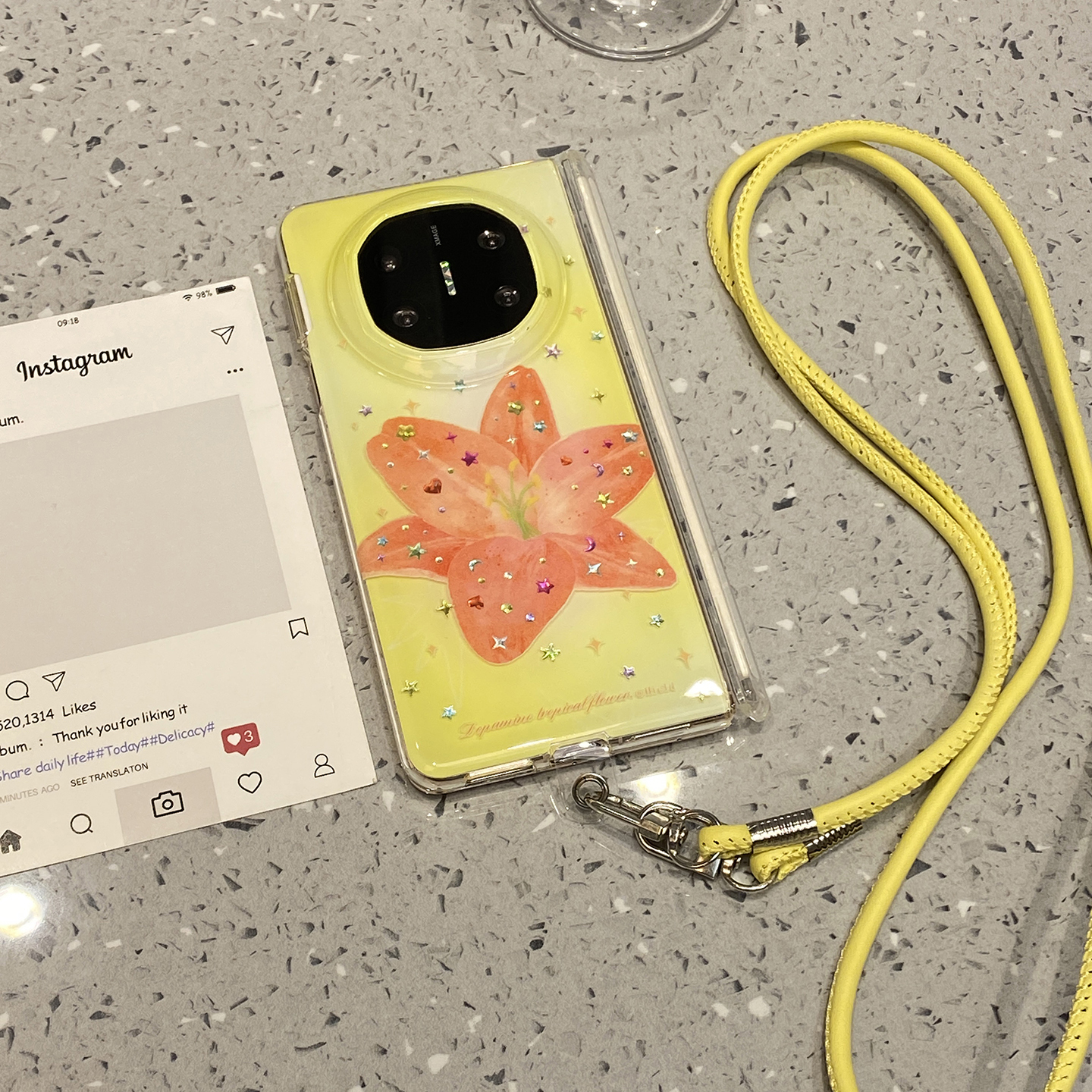 【每日新品】ins风黄底花朵适用于华为matex6手机壳x5外壳新款x6典藏版外屏壳matex5斜跨挂绳x3折叠屏mate女