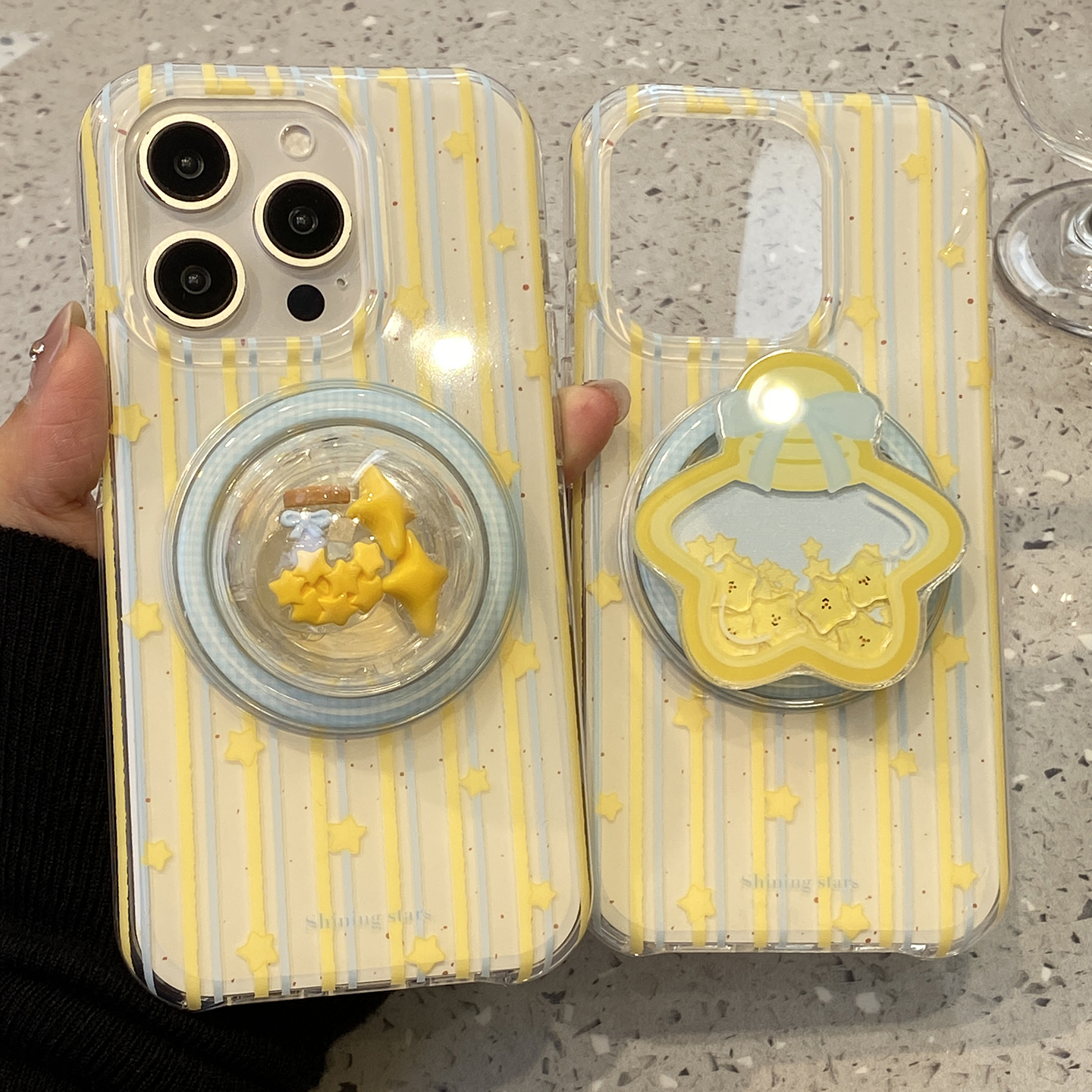 韩系ins竖条纹星星磁吸适用于iphone16手机壳苹果15保护套14p摇摇乐支架13新款15promax个性16pro女max手机套