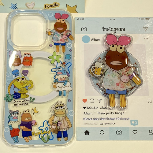 趣味比奇堡路人鱼适用于苹果17promax手机壳iphone15保护套14磁吸支架13防摔新款16小众15pro不撞款max手机套