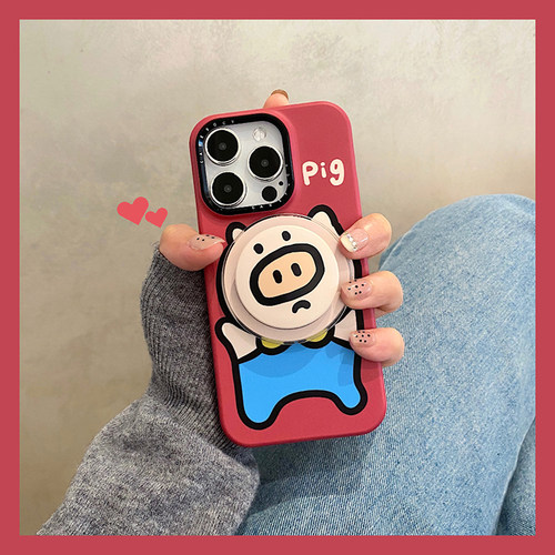 趣味可爱小猪磁吸壳支架适用苹果17promax手机壳iphone16pro全包15防摔14保护套max女13个性创意日韩韩风防摔