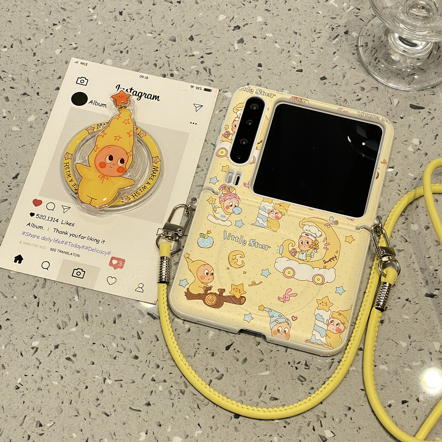 【每日新品】可爱星星人磁吸支架适用华为purax手机壳Pocket2小米mixflip/pura/x折叠屏s三星zflip7典藏版6/5