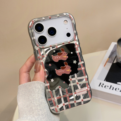 【每日新品】腊肠狗适用苹果16promax手机壳iphone17pro保护套新款15补妆镜子14女13外壳max系列超好看pm超火