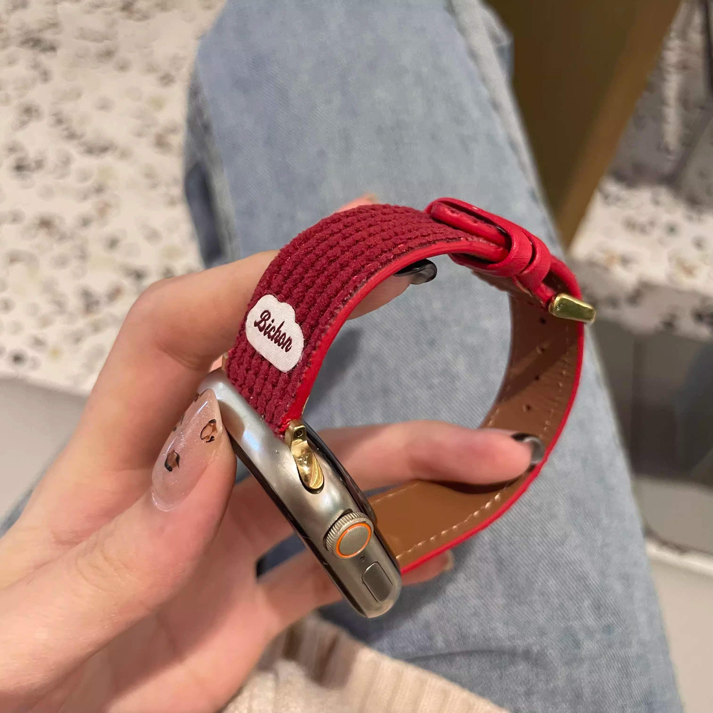 秋冬灯芯格绒苹果iwatch表带