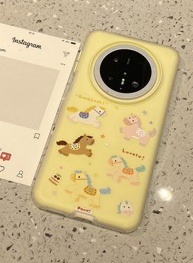 可爱奶黄色卡通小马适用华为mate80pro手机壳mate60pro新款mate70/p80外壳pura70p超好看高级感保护套不撞壳