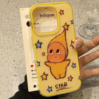 可爱黄帽星星人适用于苹果16promax手机壳iphone17保护套14超好看13全包12新款15pro高级感max防摔手机套plus