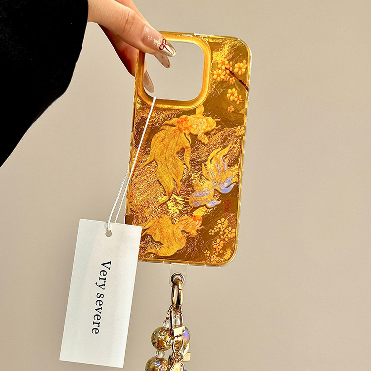 新中式金色锦鲤适用iphone16promax手机壳苹果15保护套带链条苹果14新年过年喜庆13新款16pro双层防摔max女款,3C数码配件,手机保护套/壳,淘宝优惠券,粉丝福利购,淘宝优惠卷