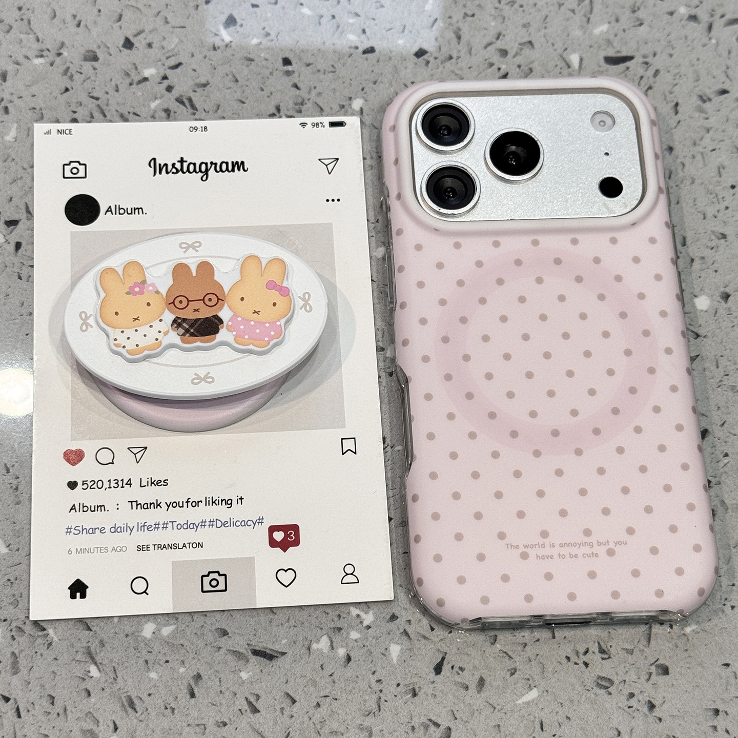 可爱ins粉底波点米菲兔适用于苹果17promax手机壳iphone16保护套14磁吸支架13新款15pro少女心max网红手机套